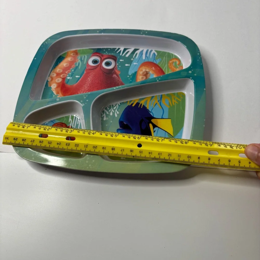Zak Designs Disney Pixar Finding Dory Nemo Hank Divided Melamine Kids Plate Blue